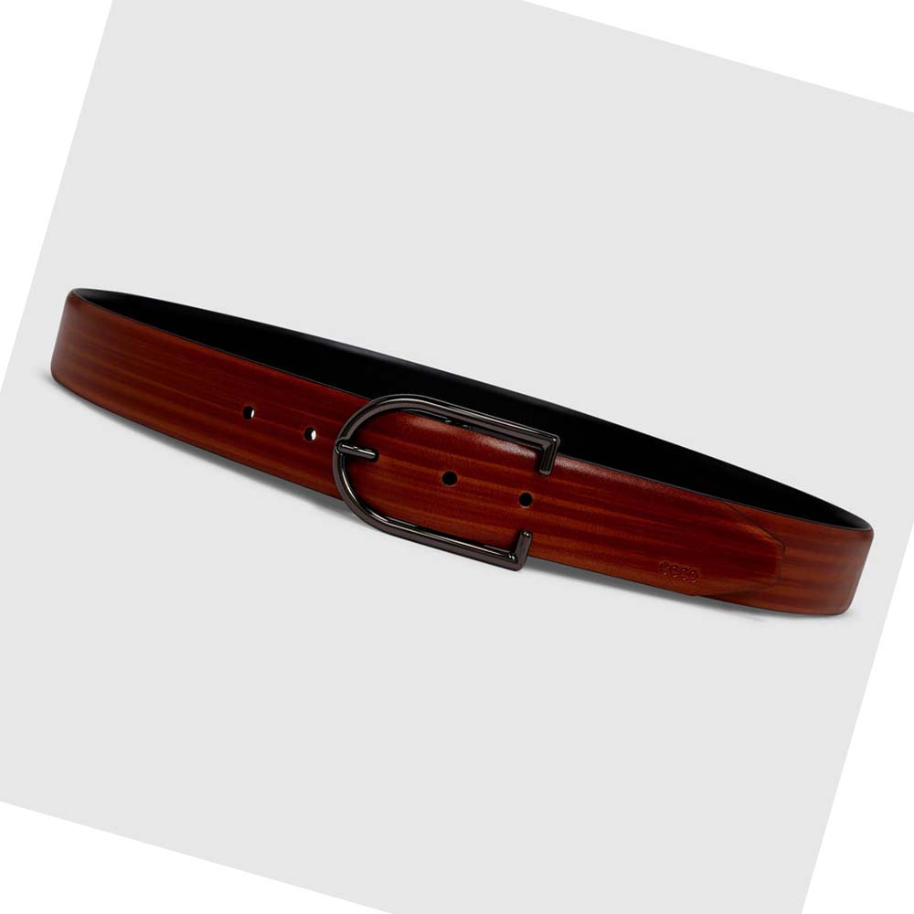 Men's Ecco Formal Reverse Belts Black | USA 807SGL